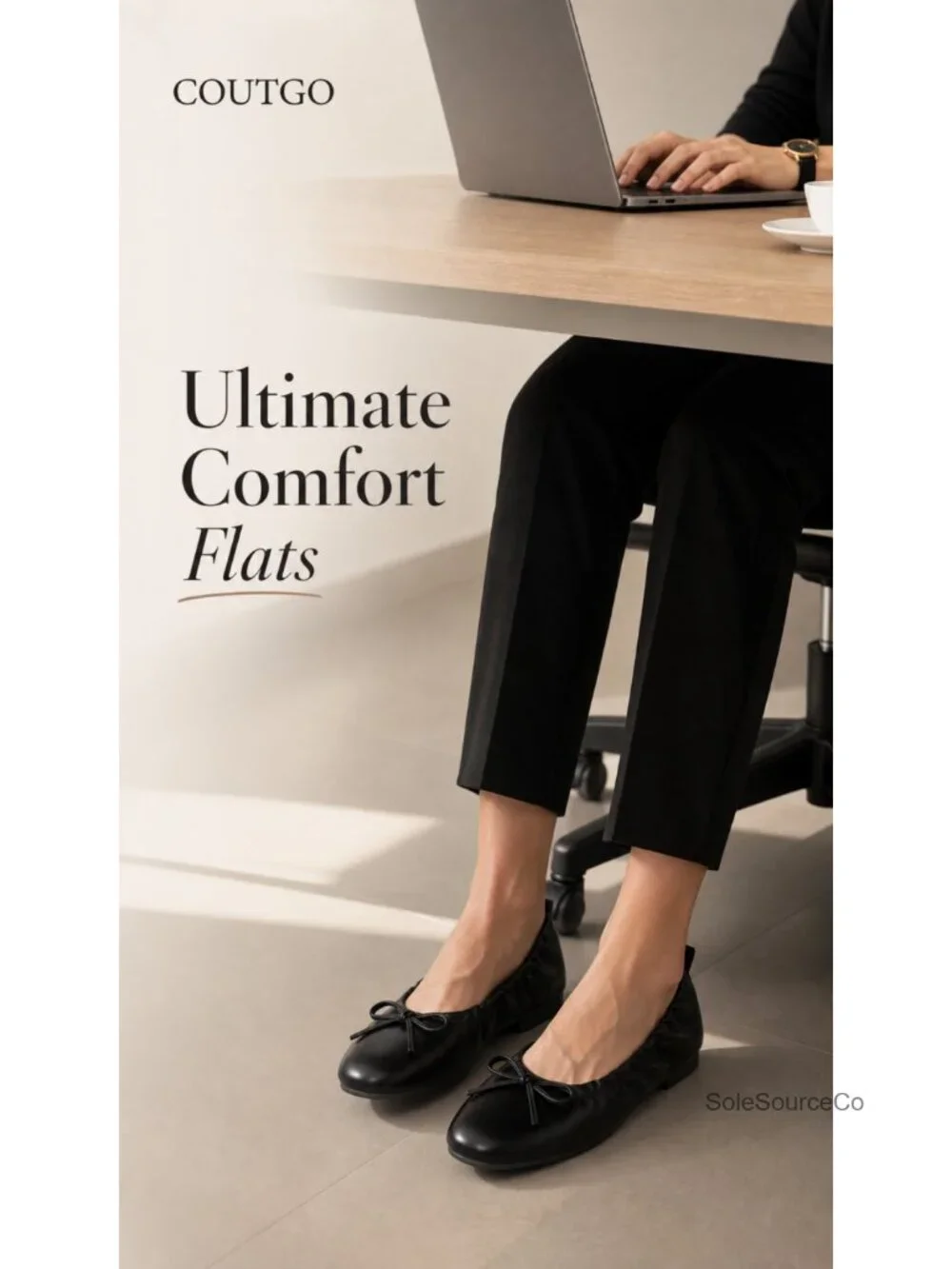 Women's Ballet Flats, Bow Round Toe Slip On Dress Shoes Comfortable Work Flats